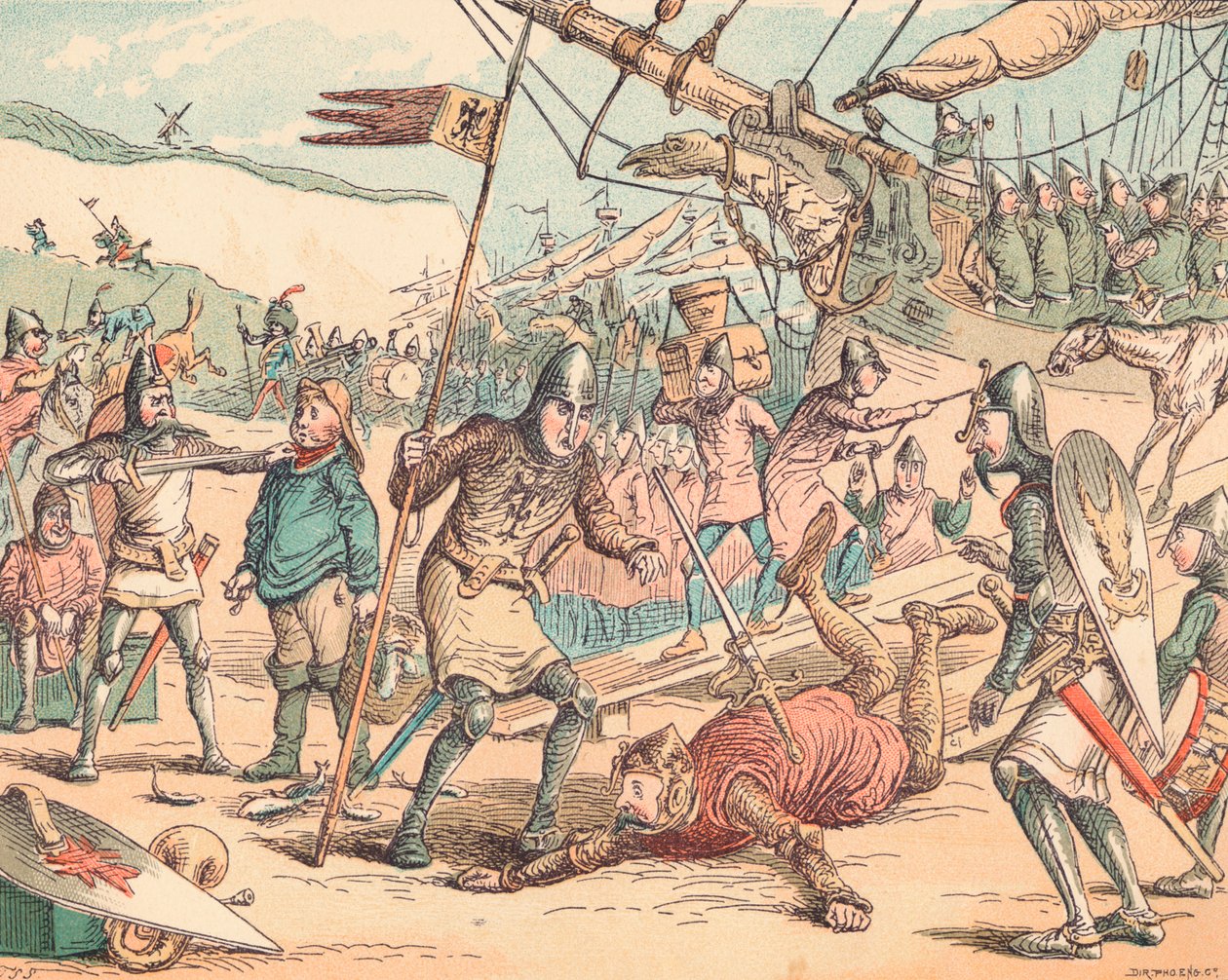 هبوط وليام الفاتح ، c1884 بواسطة توماس سترونج سيكومب