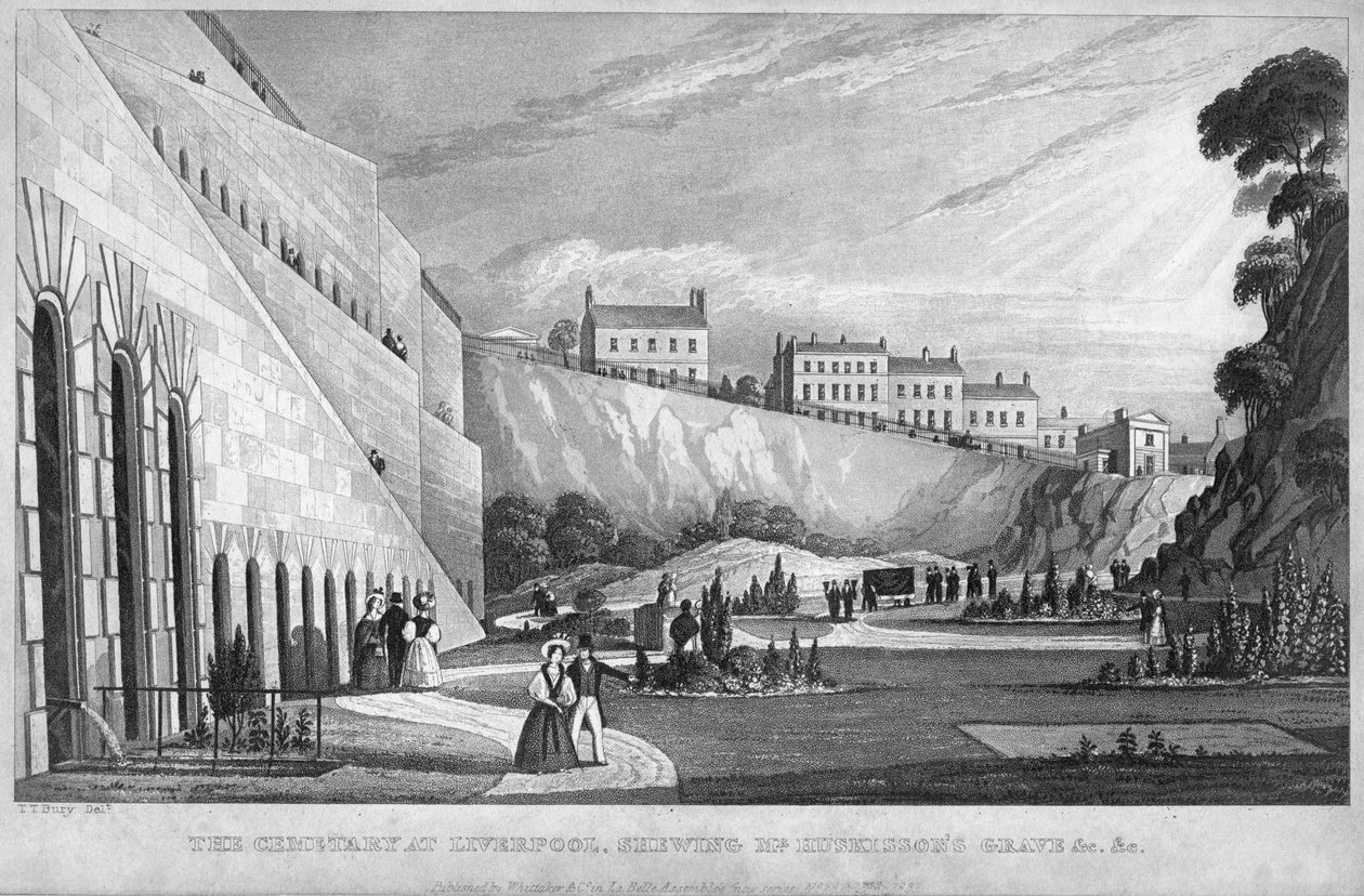 المقبرة في ليفربول ، تظهر السيد هوسكيسونس قبر إلخ ، 1831. بواسطة توماس تالبوت بيري
