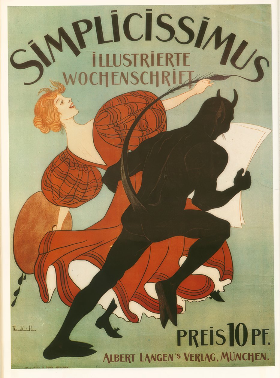 "Simplicissimus" - توماس ثيودور هاين - طباعة حجرية ملونة ، 1919 بواسطة توماس ثيودور هاينه