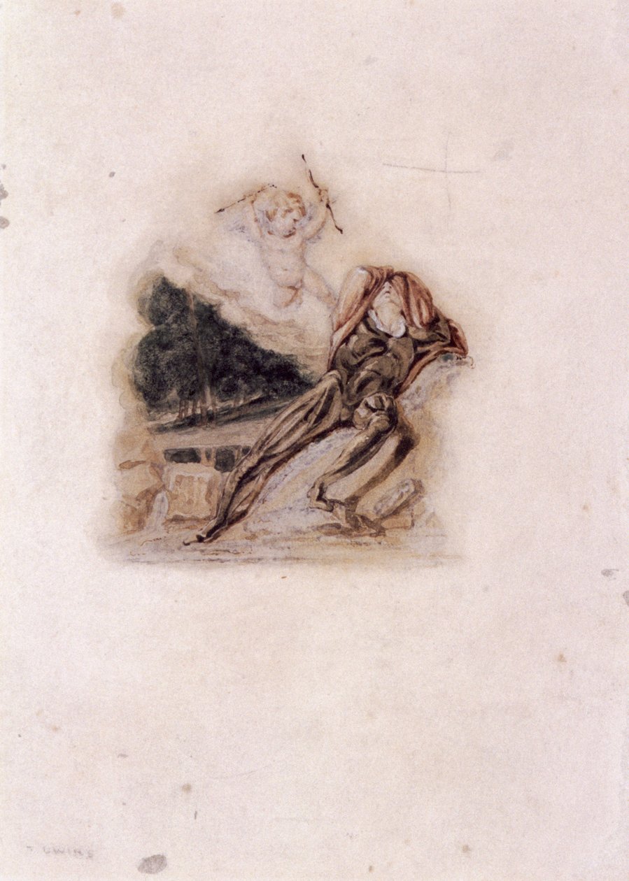 "كيوبيد وعشيقه يندبان وفاة أحد أفراد أسرته" ، 1802 - 1857. بواسطة توماس أوينز