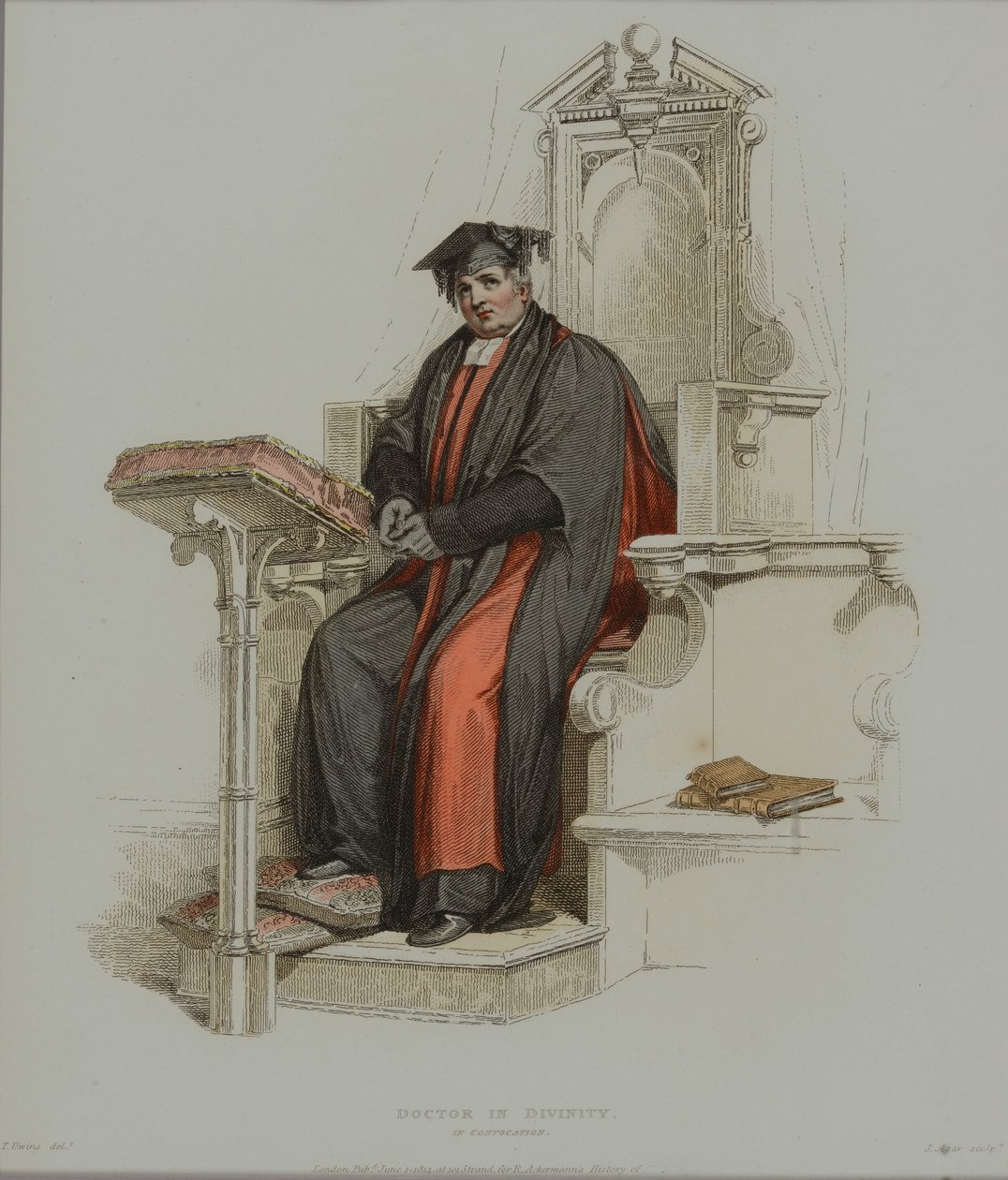 دكتور في اللاهوت ، محفور من قبل J. Agar ، نُشر في R. History of Oxford لـ R. Ackermann ، 1814 (نقش يدوي) بواسطة توماس أوينز