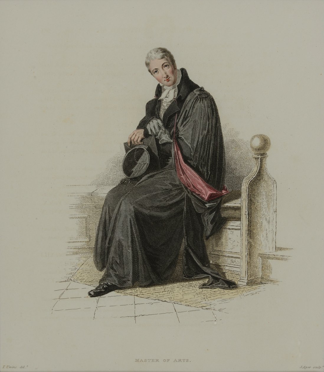 ماجستير في الآداب ، منقوش من قبل J. Agar ، نُشر في R. History of Oxford لـ R. Ackermann ، 1814 (النقش اليدوي) بواسطة توماس أوينز