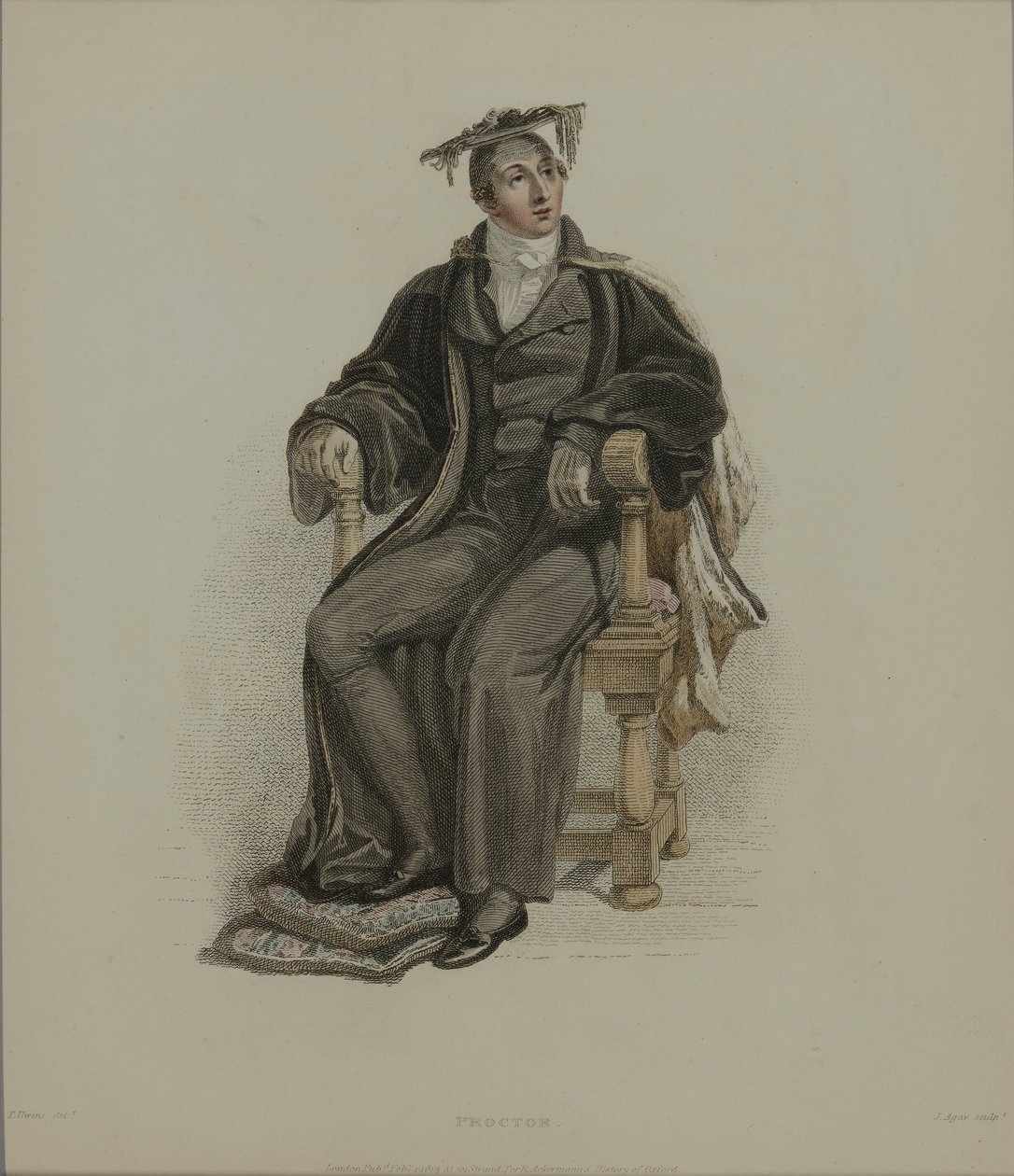 بروكتور ، نقشها ج. أغار ، نُشر في R. History of Oxford لـ R. Ackermann ، 1814 (نقش يدوي) بواسطة توماس أوينز