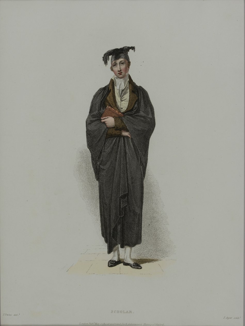 باحث ، محفور من قبل J. Agar ، نُشر في R. History of Oxford لـ R. Ackermann ، 1814 (النقش الملون يدويًا) بواسطة توماس أوينز