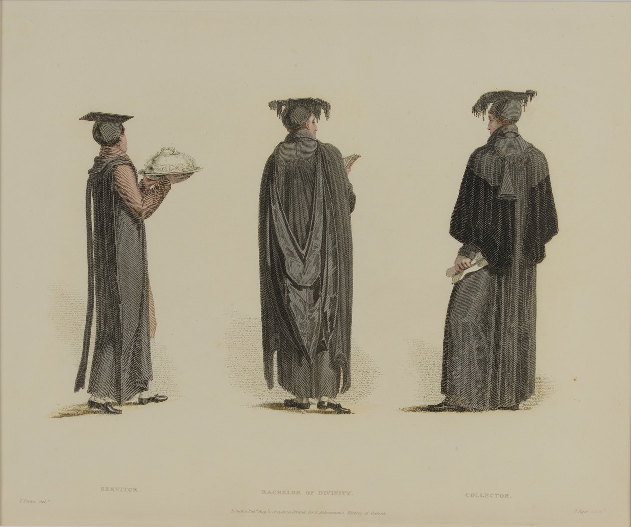 خادم ، بكالوريوس في اللاهوت ، جامع ، محفور من قبل J. Agar ، تم نشره في R.Eckermann&39;s History of Oxford ، 1814 (نقش يدوي) بواسطة توماس أوينز