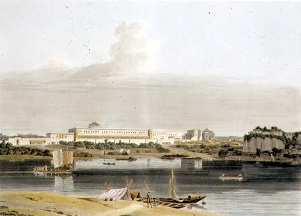 قصر نواب سوجا دولة في لوسنو ، اللوحة السادسة عشر من الجزء 4 من "المشهد الشرقي" ، حانة. 1802 (أكواتينت) بواسطة توماس وويليام دانييل