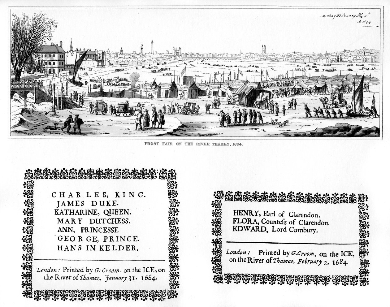 معرض الصقيع على نهر التايمز ، وعينات الطباعة ، فبراير 1684 ، 1840 بواسطة توماس ويك