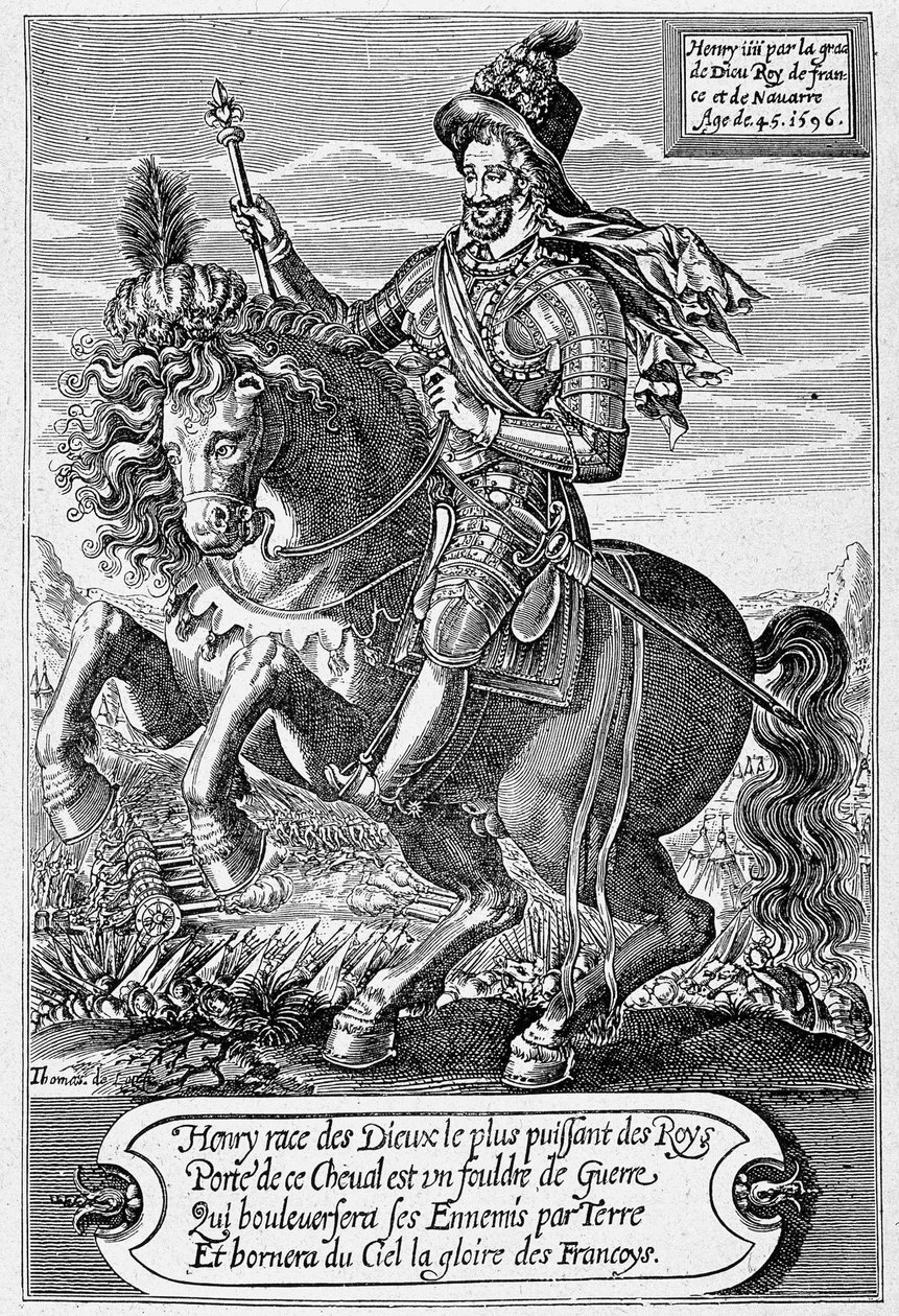 صورة لهنري الرابع (1553 - 1610) (حصان) يبلغ من العمر 45 عامًا ، نقشها توماس دي ليو. بواسطة توماس دي ليو