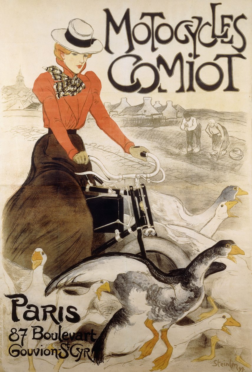 ملصق إعلاني لـ "Motorcycles Comiot" ، 1899 بواسطة ثيوفيل الكسندر شتاينلين