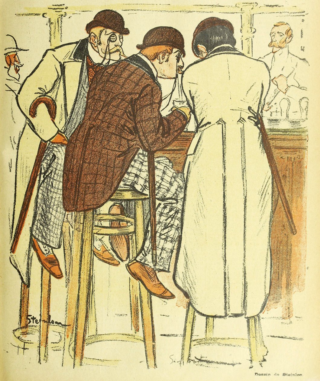 في الحانة ، من جيل بلاس إلوستري ، حانة. 1899 طباعة حجرية ملونة ، 1899. بواسطة ثيوفيل الكسندر شتاينلين