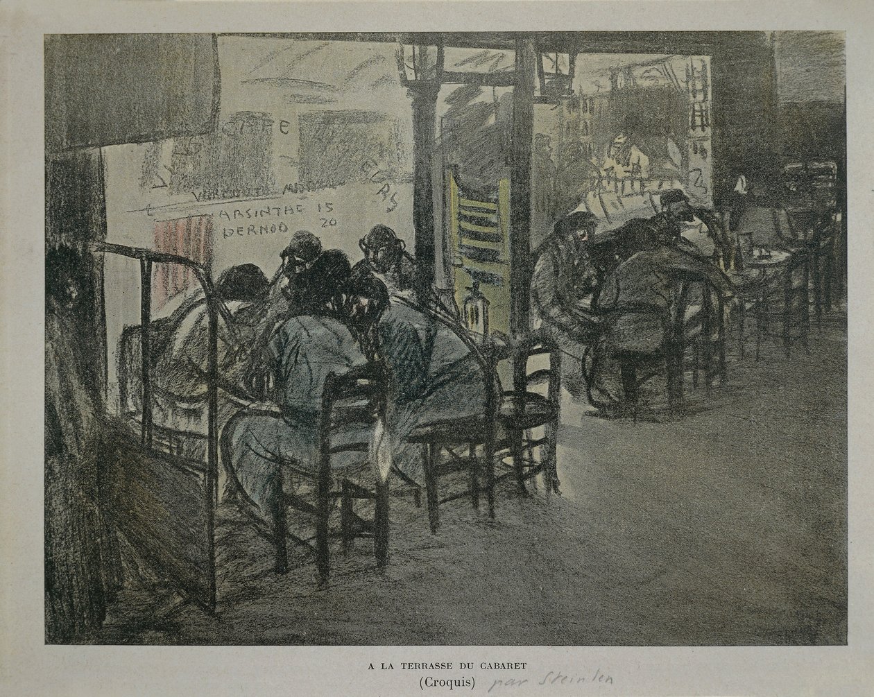 Paris on terrace of cafe, by Theophile Alexandre Steinlen, sketch بواسطة ثيوفيل الكسندر شتاينلين
