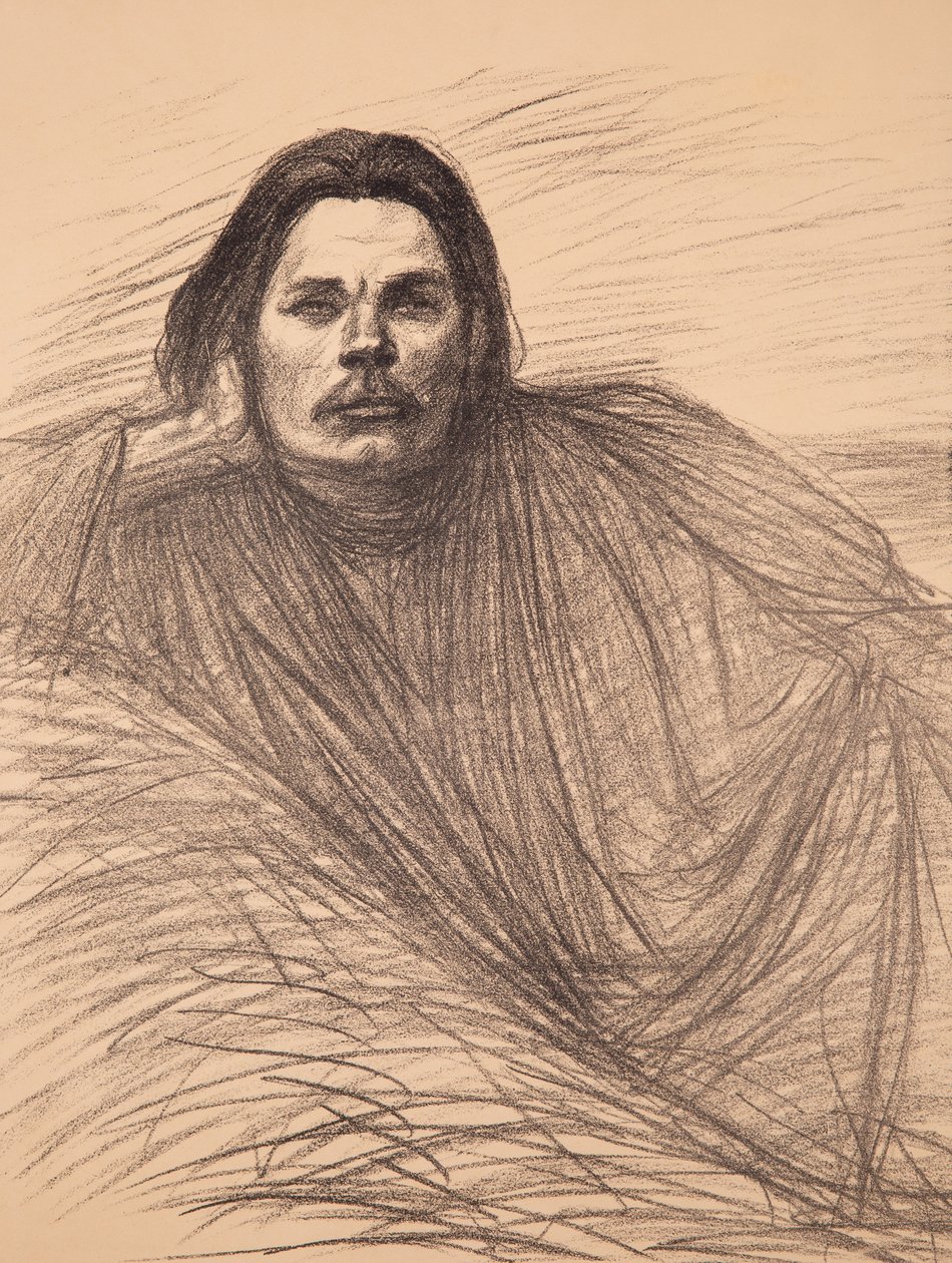 صورة شخصية للمؤلف مكسيم غوركي 1868-1939 ، حوالي 1894. بواسطة ثيوفيل الكسندر شتاينلين
