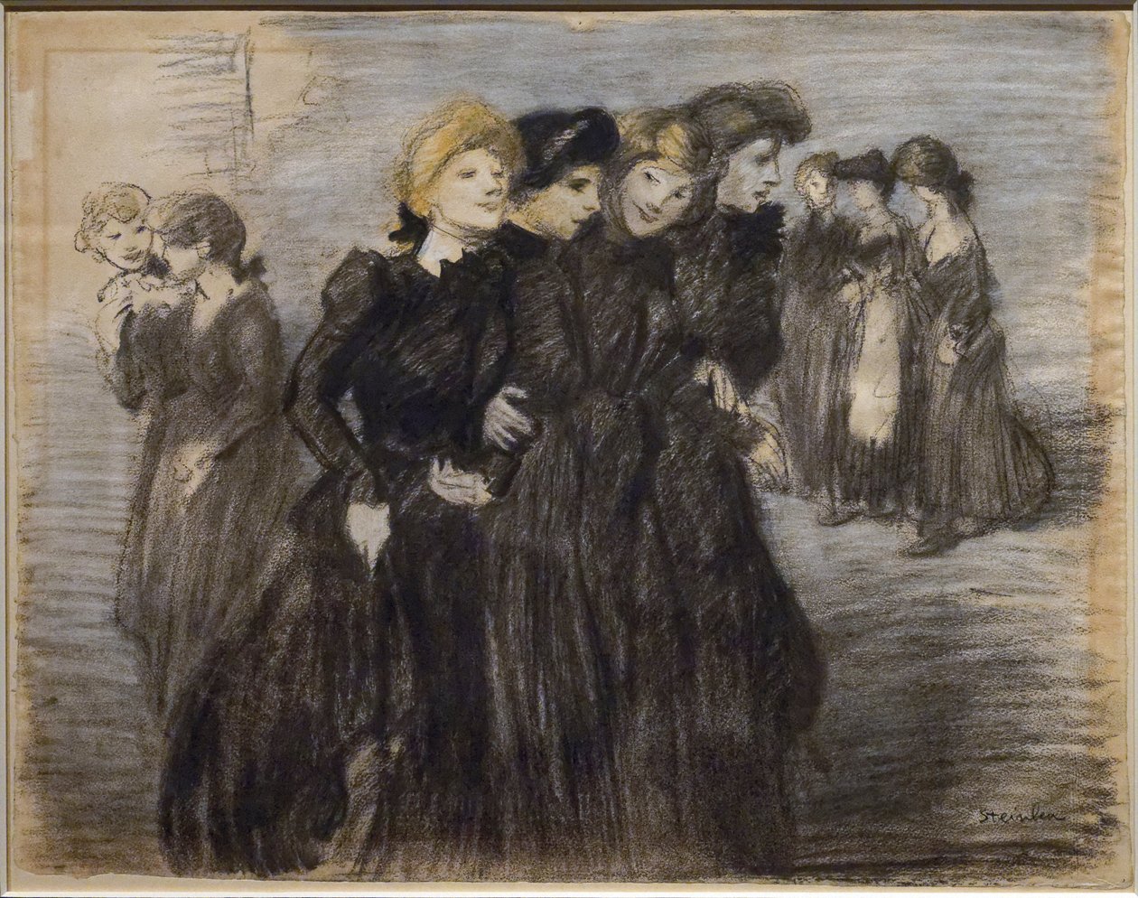 خروج midinettes (قبل 1907). ثيوفيل الكسندر شتاينلين (1859-1923). فحم وباستيل على ورق. Musee des Beaux-Arts de la Ville de Paris ، PeuPalais. بواسطة ثيوفيل الكسندر شتاينلين