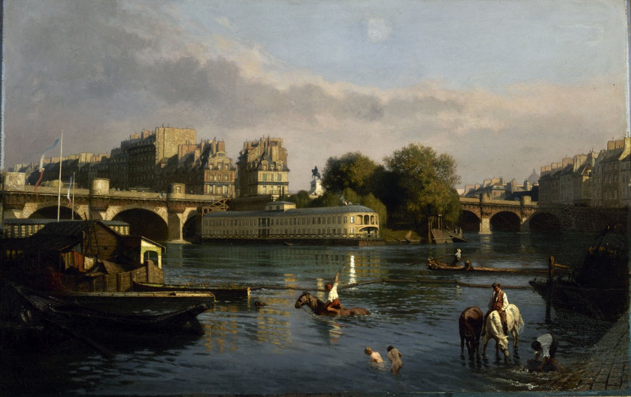 جسر Pont-Neuf وطرف Ile de la Cité ، ١٨٦٠. بواسطة تيوفيل مونييه