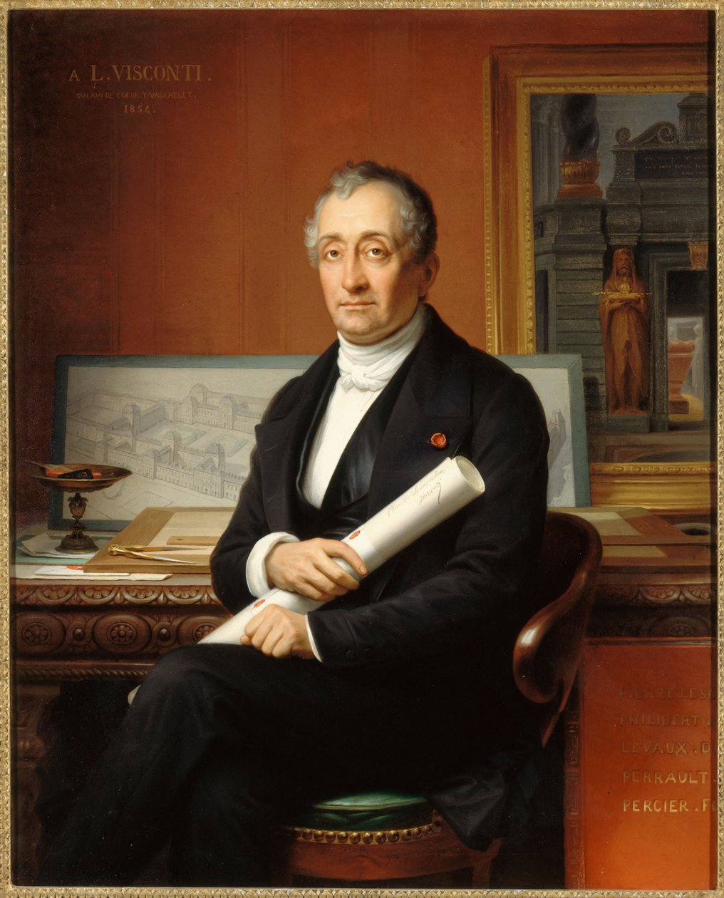 صورة للمهندس المعماري لويس فيسكونتي 1791-1853 ، 1854. بواسطة تيوفيل فوشيليت