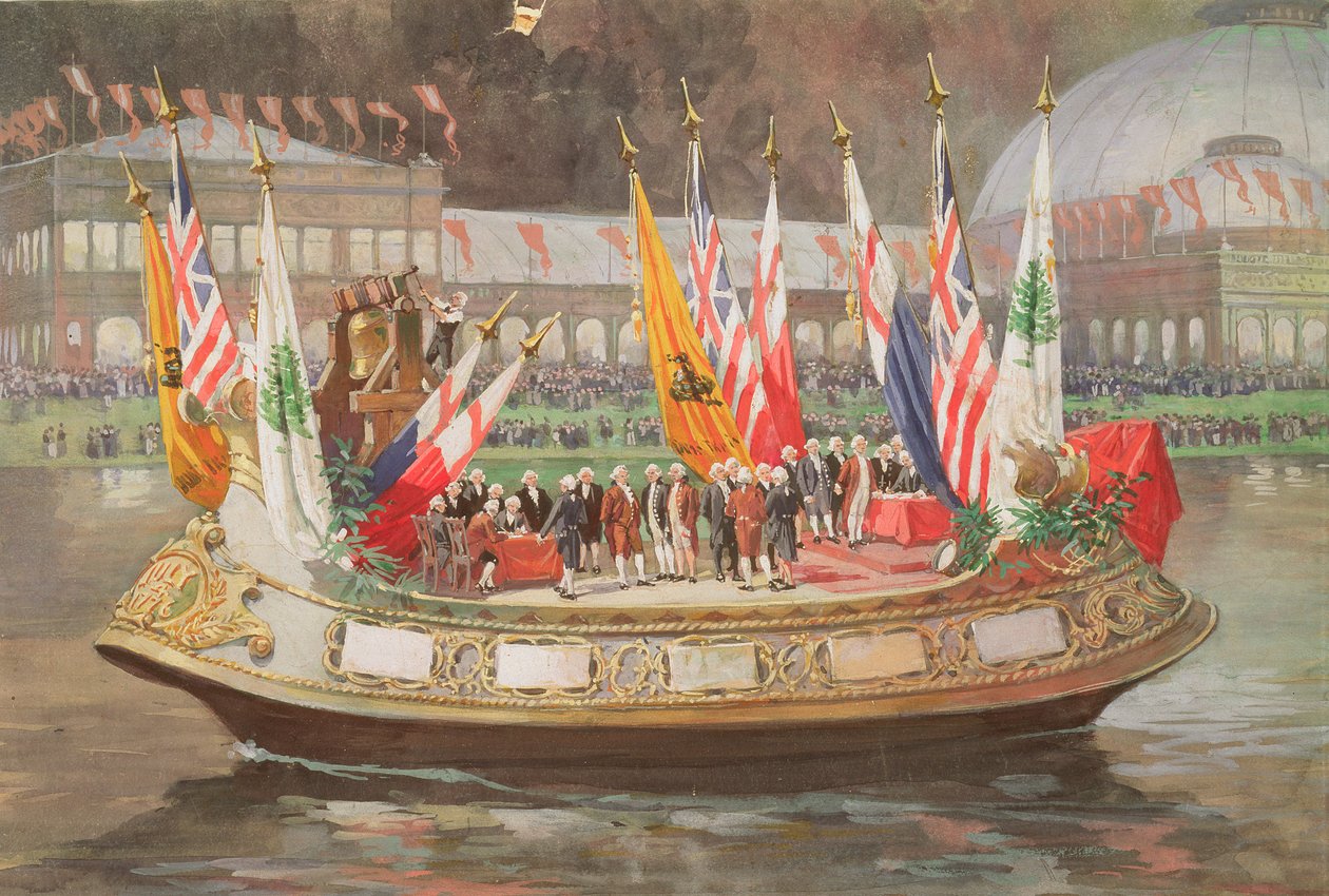 إعلان بارجة الاستقلالية في معرض كولومبوس العالمي في شيكاغو 1893 بواسطة Thure de Thulstrup