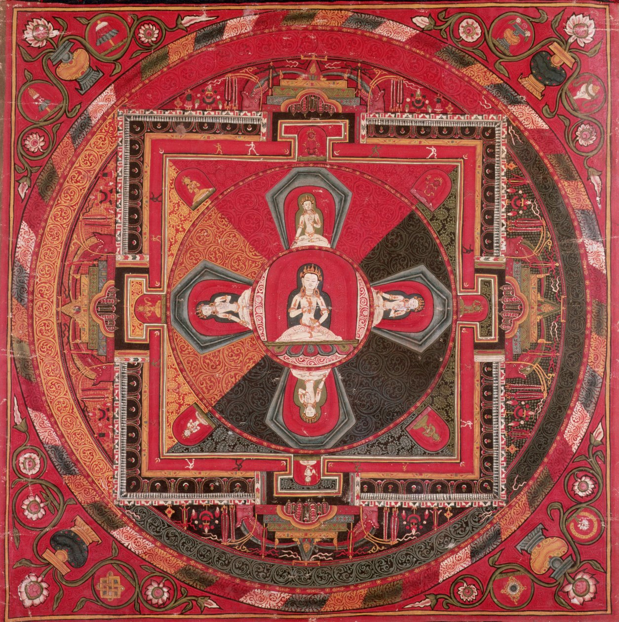 الثانغكا من Vajrasattva Mandala (الغواش على النسيج) بواسطة مدرسة التبت