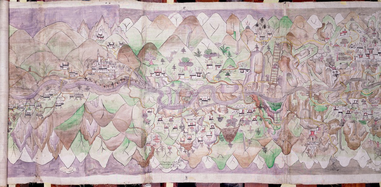 القسم الأوسط من Tsari rongkor (قماش مطلي) بواسطة مدرسة التبت