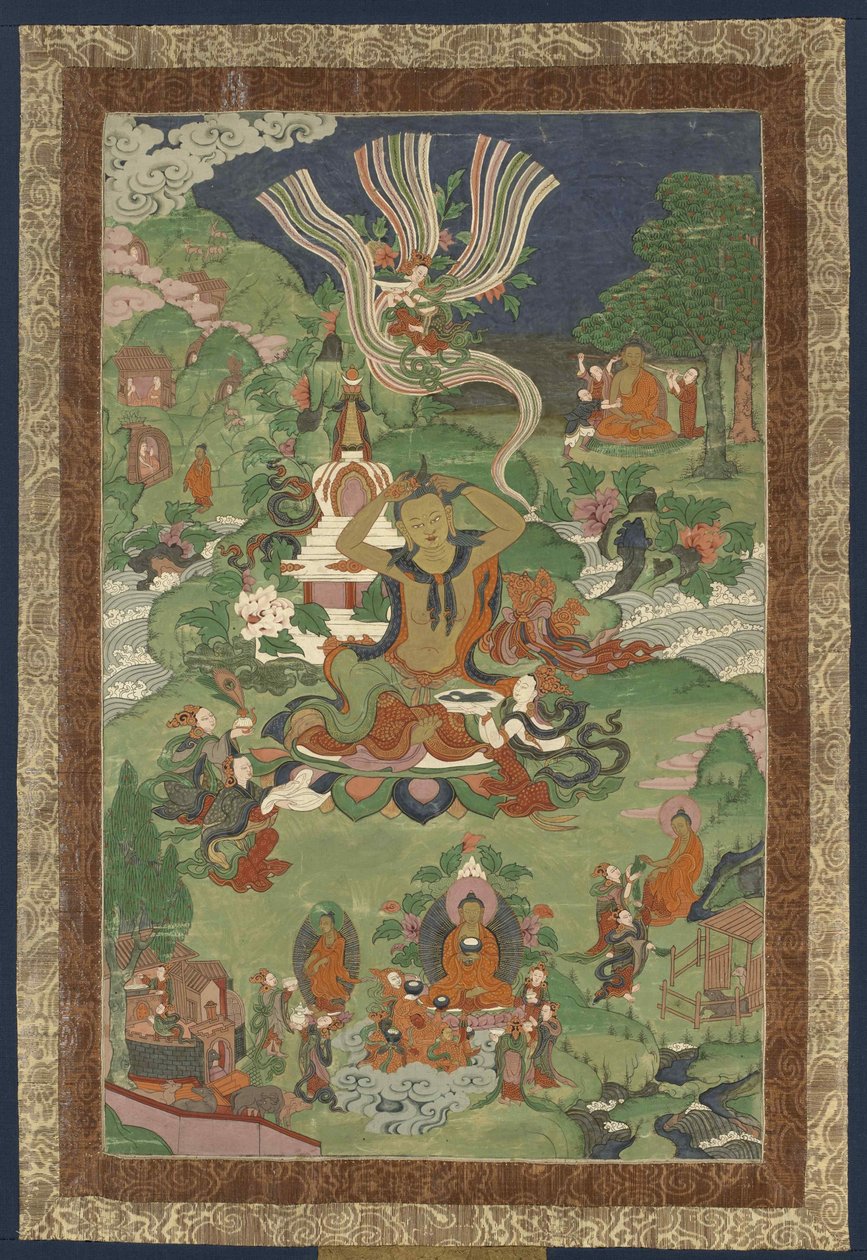Thangka مع مشاهد من حياة بوذا ، النصف الثاني من القرن التاسع عشر .. بواسطة الثقافة التبتية.