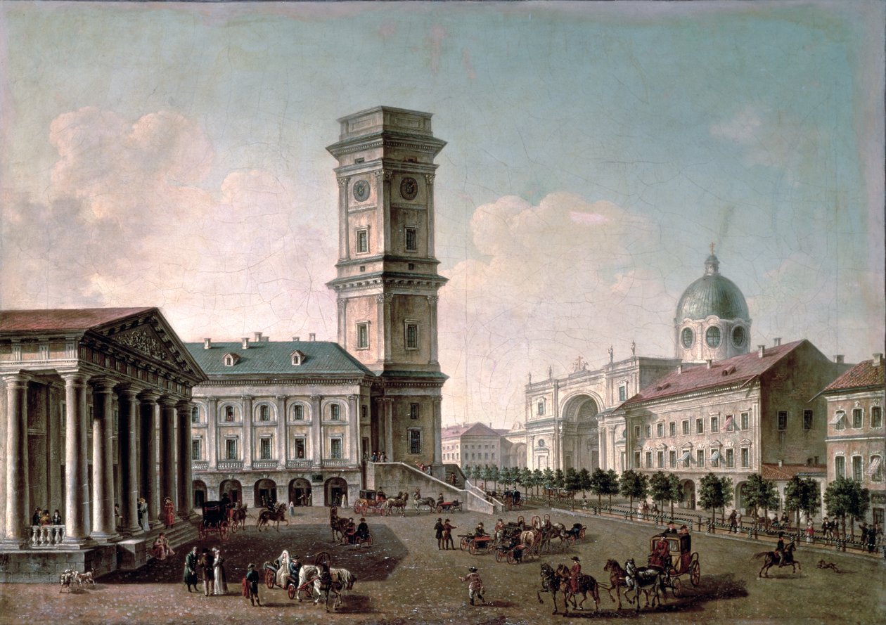 منظر لنيفسكي بروسبكت ، سانت بطرسبرغ ، 1810-20 زيت على قماش بواسطة Timofei Alexeyevich Vasiliev