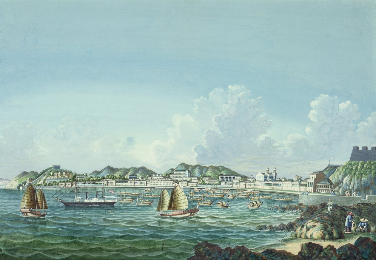 منظر لماكاو ، c.1860 (حبر ومرحاض على الورق) بواسطة تينكوا