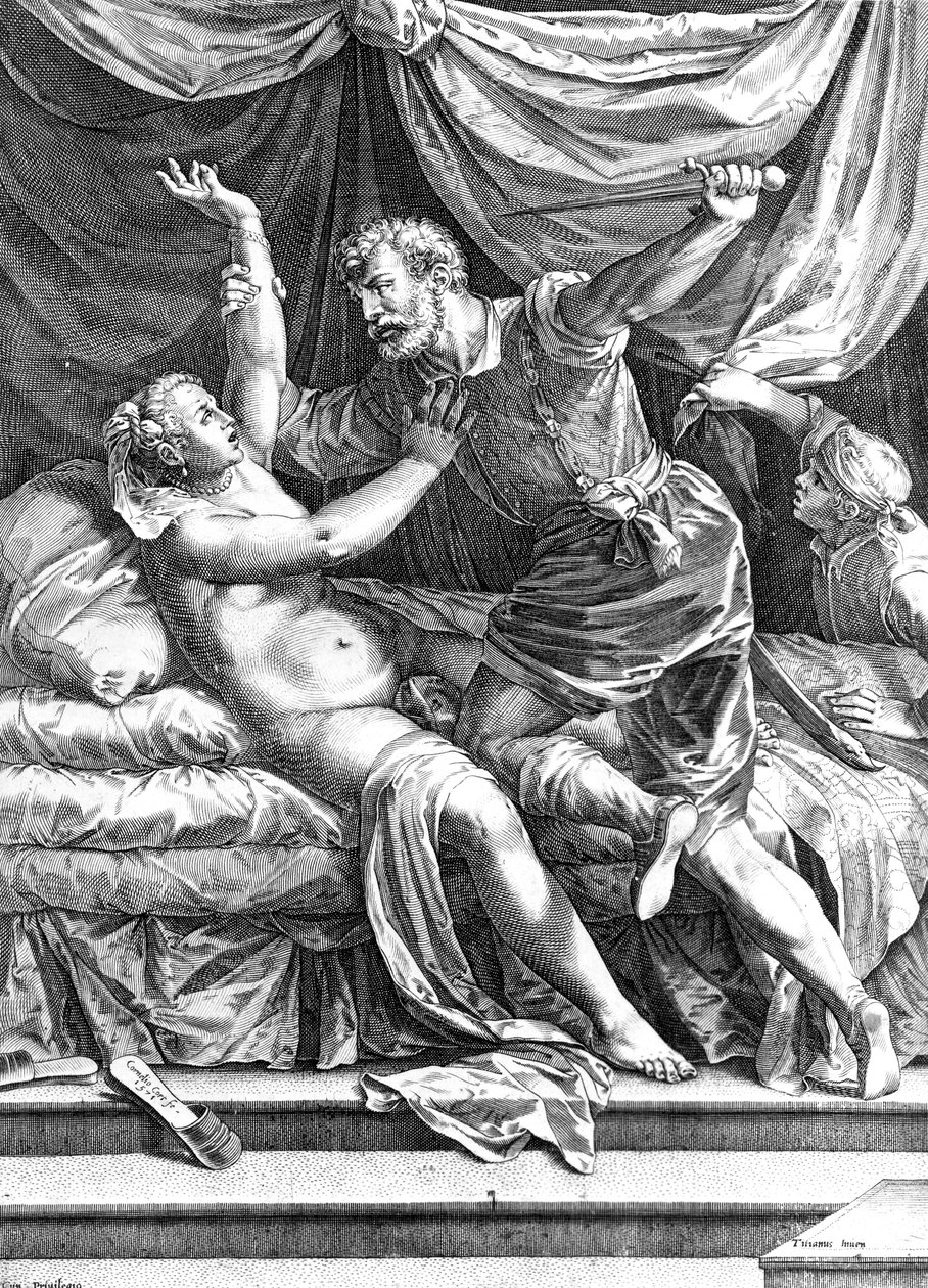 Tarquin و Lucretia ، بقلم كورنيليس كورت ، 1571 بواسطة تيزيانو فيتشيلي