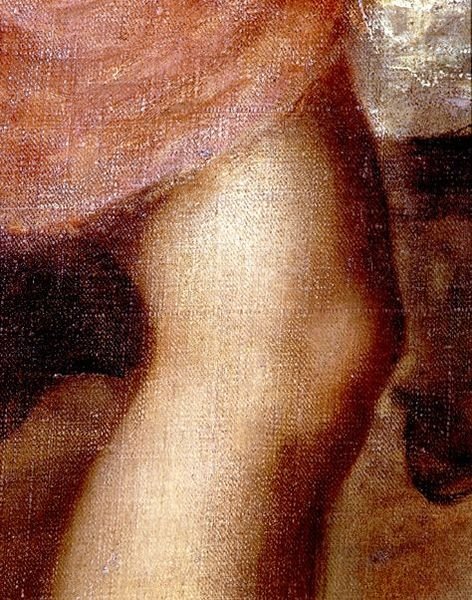 وفاة أكتايون ، تفاصيل ركبة ديانا ، حوالي 1565 (زيت على قماش) (تفاصيل 28850) بواسطة تيتيان (1488-1576)