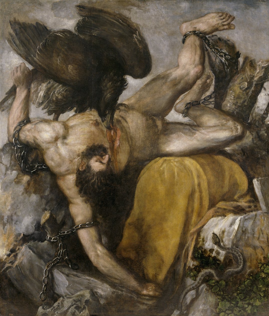 Tityos - Tiziano Vecellio dit Le Titien (1485-1576) - 1548-1549 - ألوان زيتية على قماش - 253x217 - متحف ديل برادو ، مدريد بواسطة تيتيان (1488-1576)