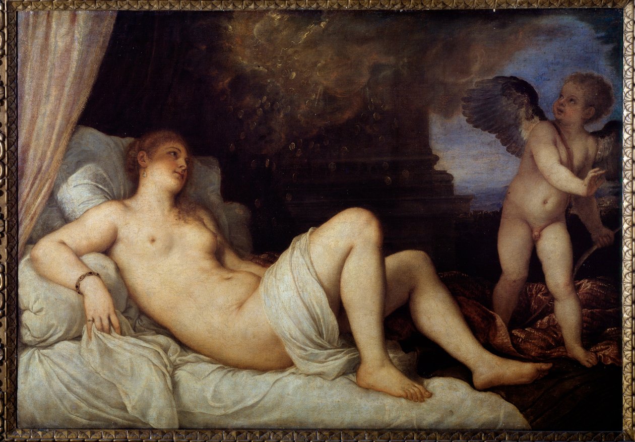 Danae - oil on canvas بواسطة تيتيان (1488-1576)