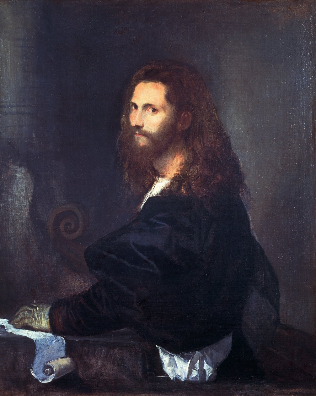 صورة لموسيقي ، تيزيانو فيسيليو (1490-1576) ، زيت على قماش ، 82 × 99 سم. بواسطة تيتيان (1488-1576)