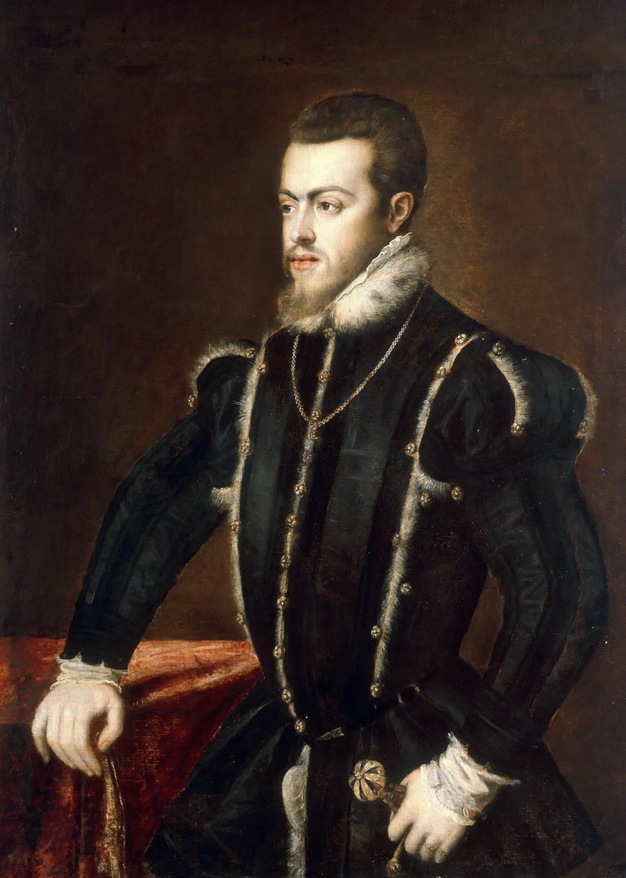 صورة لفيليب الثاني 1527-1598 ، ملك إسبانيا والبرتغال ، حوالي 1553. بواسطة تيتيان
