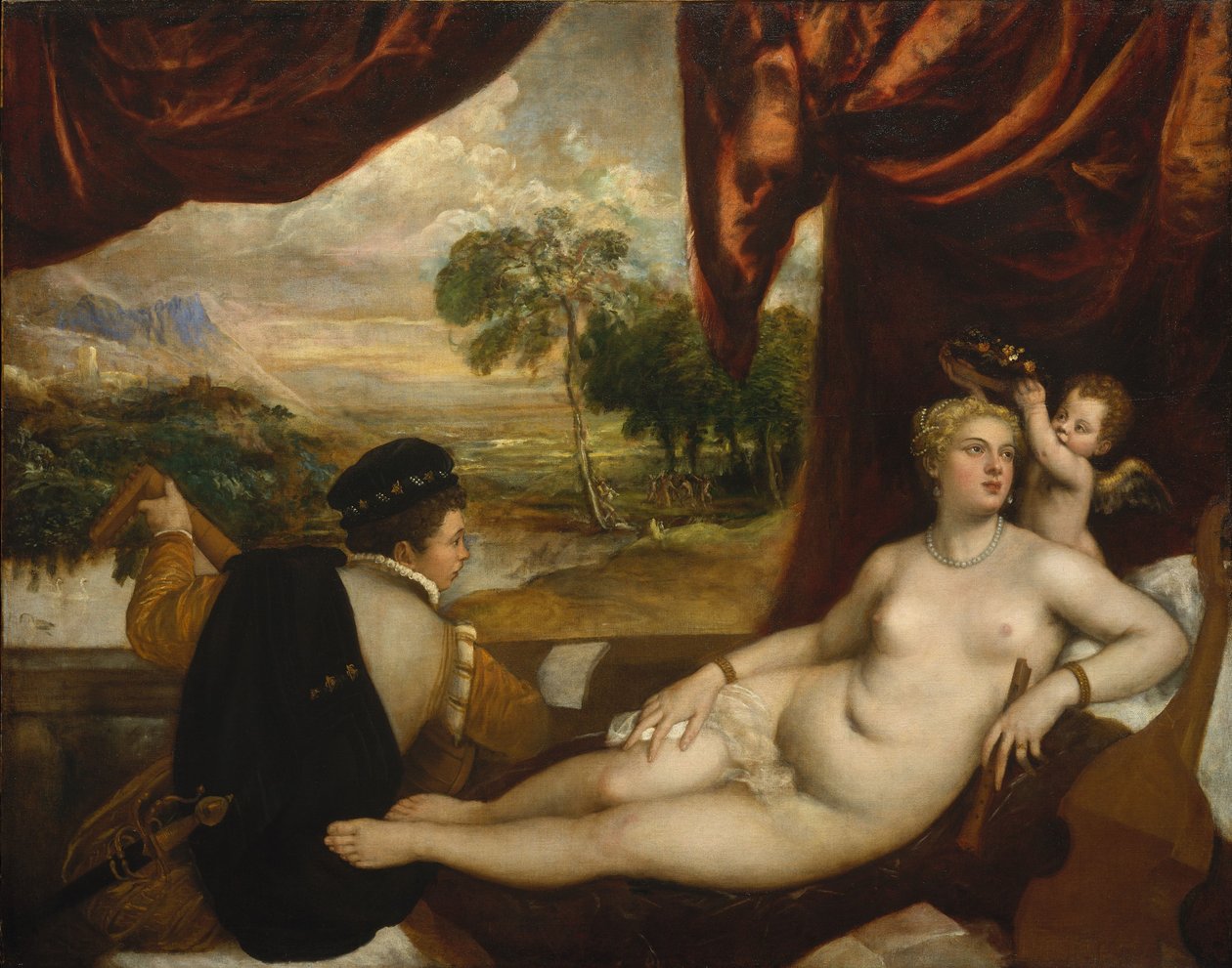 فينوس والعازف ، c.1565-70 بواسطة تيزيانو فيتشيلي