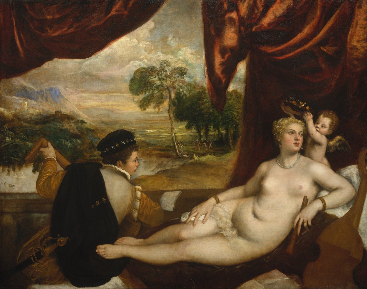 فينوس والعازف ، كاليفورنيا. 1565-70. بواسطة تيزيانو فيتشيلي