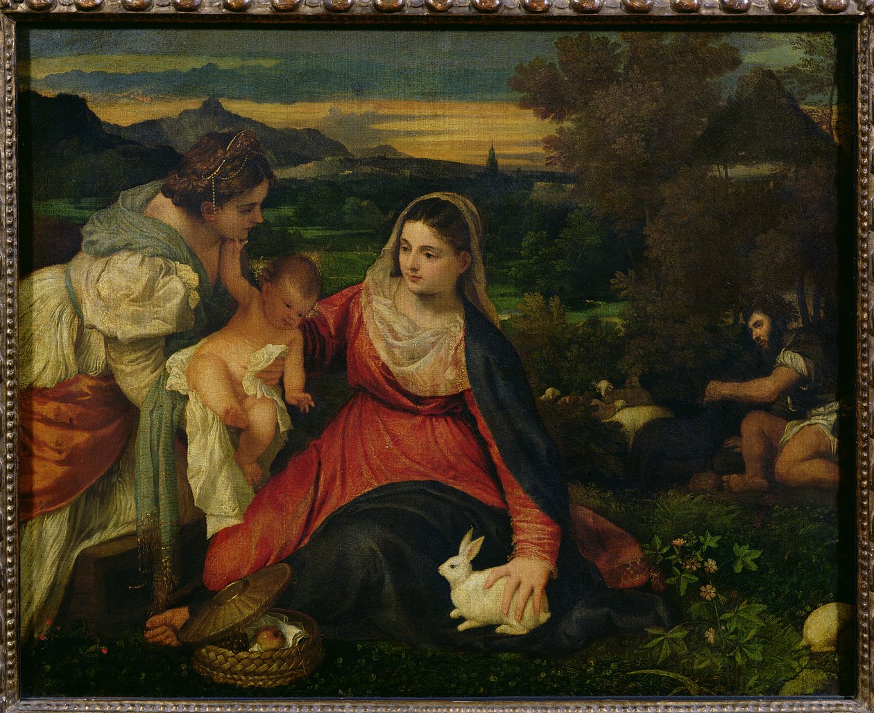 مادونا والطفل مع القديسة كاترين (عذراء الأرنب) c.1530 بواسطة تيزيانو فيتشيلي