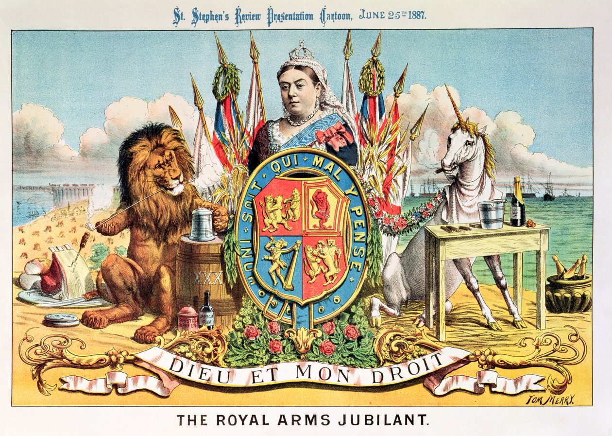 لعبة The Royal Arms Jubilant من شارع عرض تقديمي من ستيفن كارتون ، 25 يونيو 1887 بواسطة توم ميري