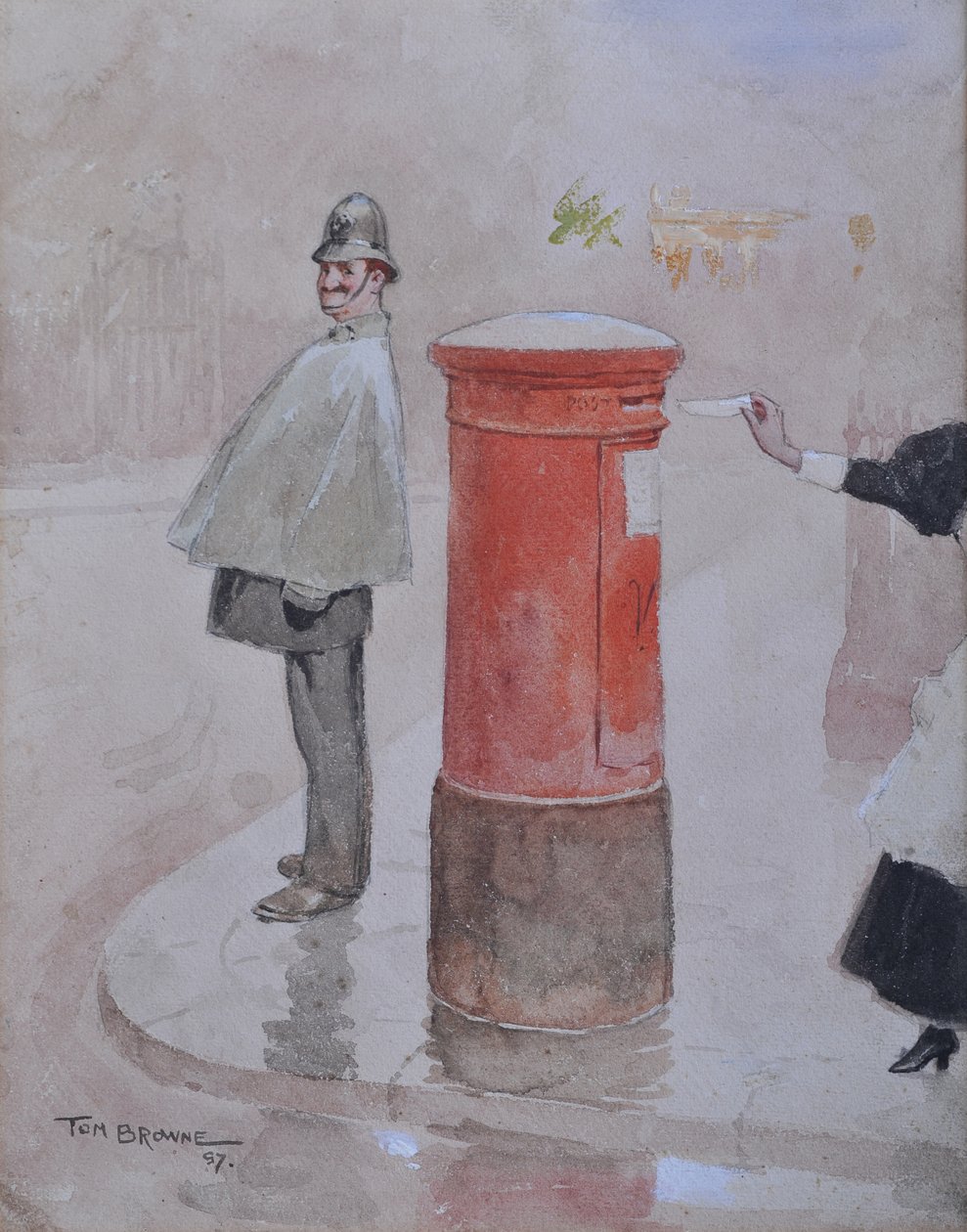 ملاحظة جميلة ، 1897 (قلم رصاص ومرحاض على ورق) بواسطة توم براون