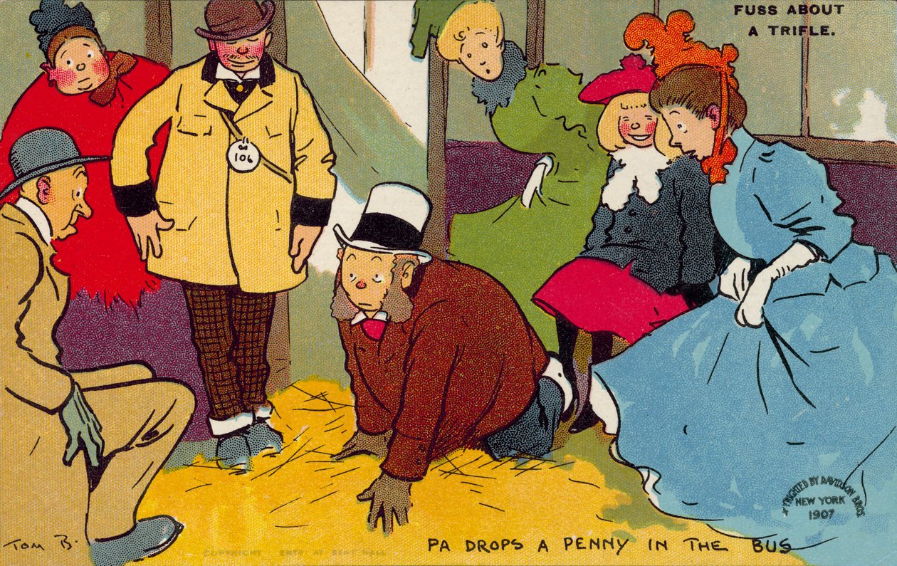 رجل يبحث عن بنس ساقط (ليثو ملون) بواسطة توم براون