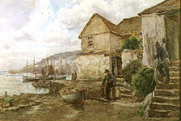 في Newlyn (ألوان مائية) بواسطة توم كلوف