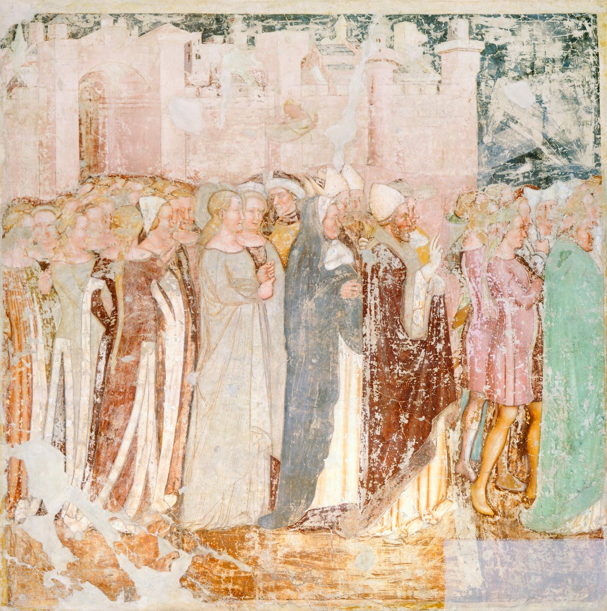 المغادرة من روما ، تفاصيل من أسطورة سانت أورسولا بواسطة توماسو دا مودينا (1326-1379) ، لوحة جدارية ، تفاصيل ، كنيسة سانتا كاترينا ، تريفيزو بواسطة Tomaso da (أواخر القرن الخامس عشر) مودينا