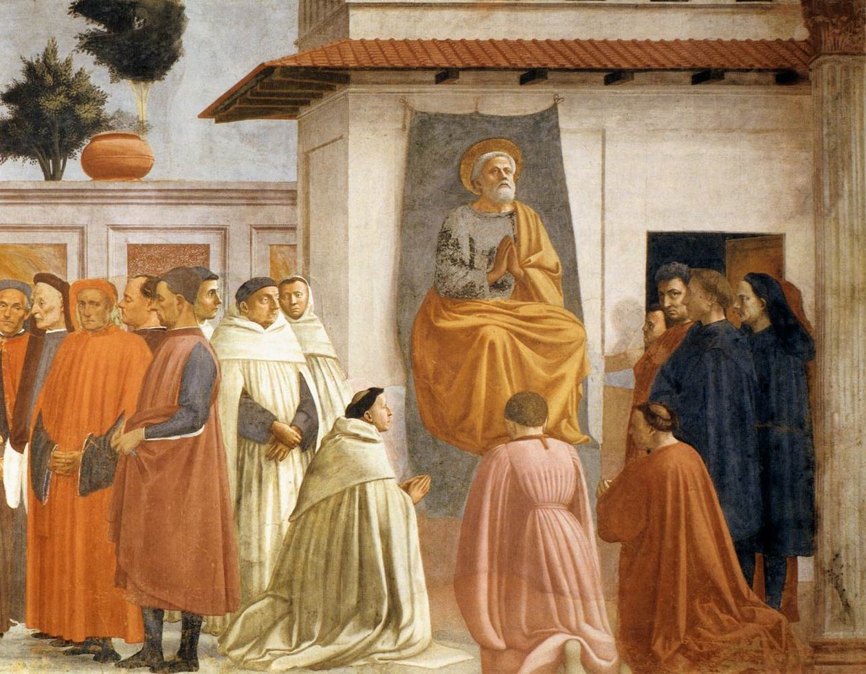 تربية ابن ثيوفيلوس والقديس بطرس انثرونيد (التفاصيل) بواسطة Tommaso si Ser Giovanni di Simone