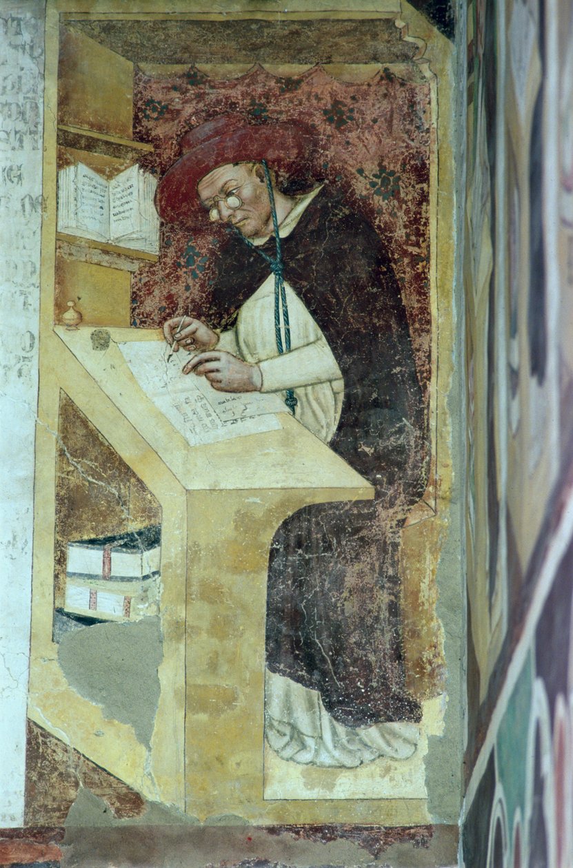 Hugues de Provence في مكتبه ، من دورة "أربعون عضوًا لامعًا من الرهبنة الدومينيكية" في الفصل 1342 بواسطة توماسو دا مودينا