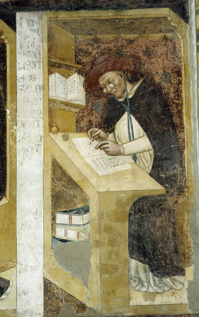 الكاردينال هوغو دي بروفانس - أقدم صورة معروفة لشخصية ترتدي lorgnons بواسطة Tommaso da Modena Barisino أو Rabisino