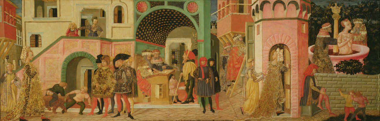 قصة سوزانا ، اللوحة الأمامية لصدر الزفاف ، c.1450 (درجة الحرارة على اللوحة) بواسطة جيوفاني دي سير جيوفاني