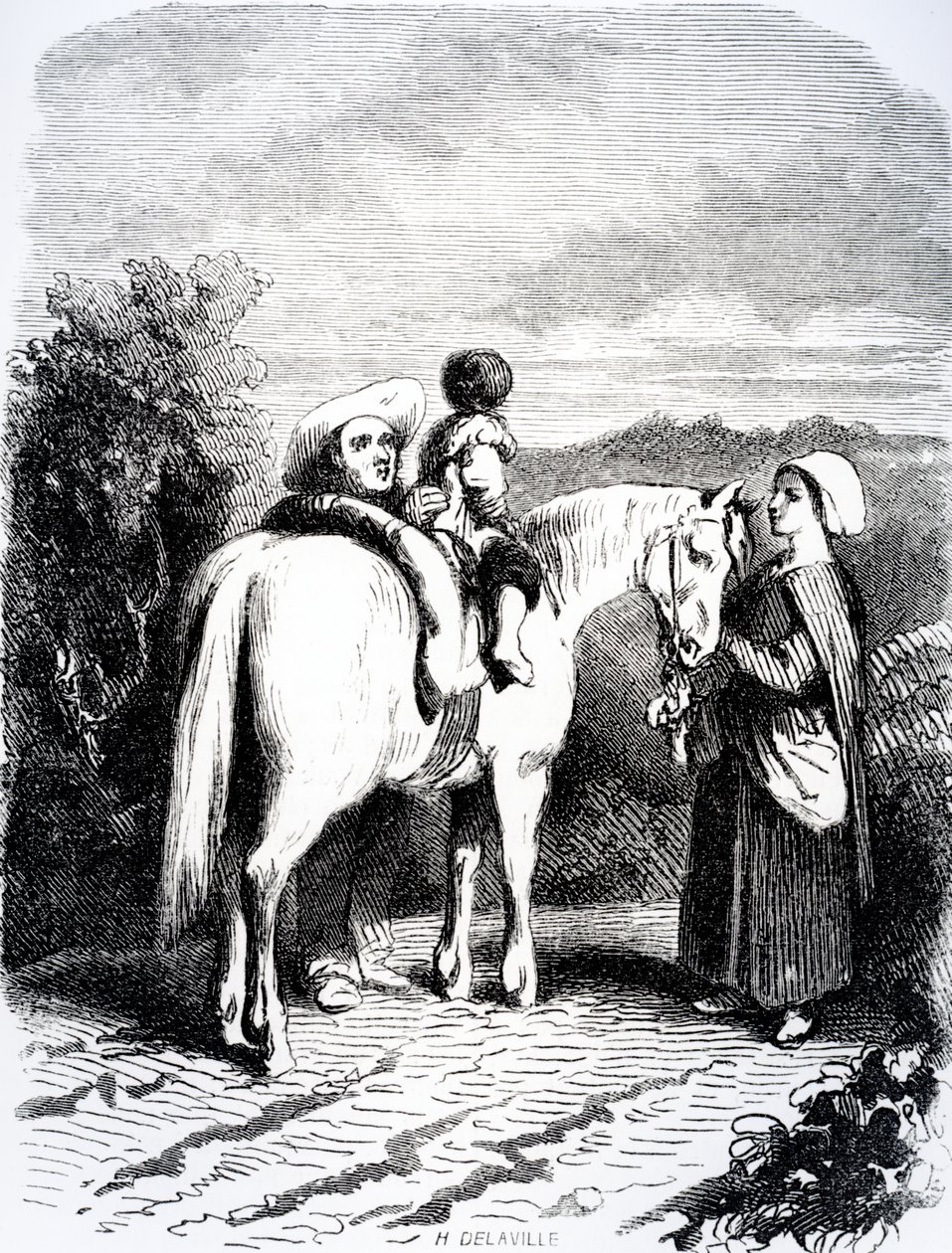 ماري وبيير الصغير على حصان ، توضيح من `` The Devil&39;s Pool &39;&39; لجورج ساندز ، 1851 بواسطة توني جوهانو