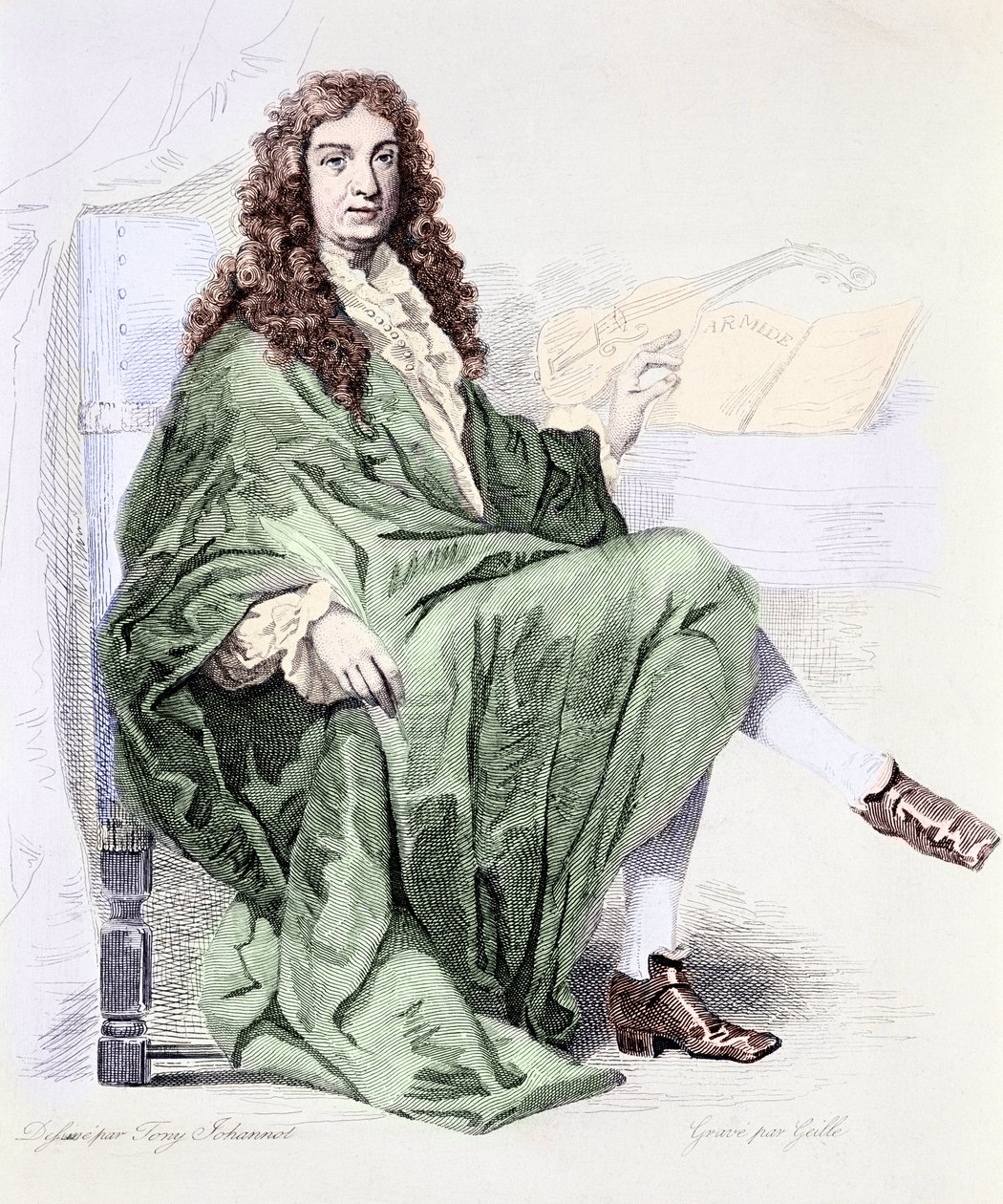 صورة لجيوفاني باتيستا لولي أو جان بابتيست لولي (1632-1687) ملحن في بلاط الملك لويس الرابع عشر - نقش (صورة للملحن جان بابتيست لولي) مجموعة خاصة بواسطة توني (بعد) جونوت