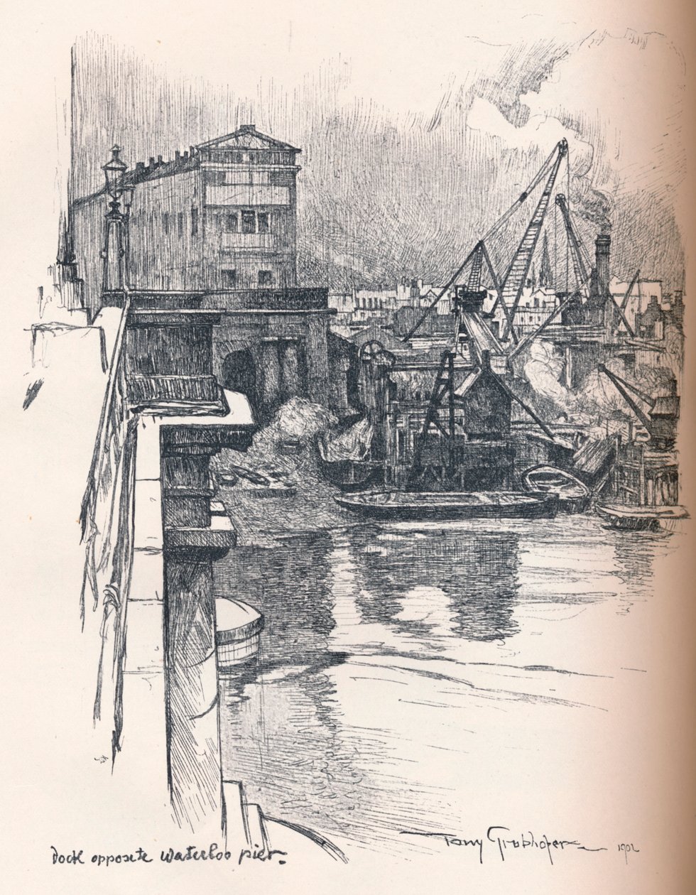قفص الاتهام مقابل رصيف واترلو ، c1902 بواسطة توني جروبهوفر