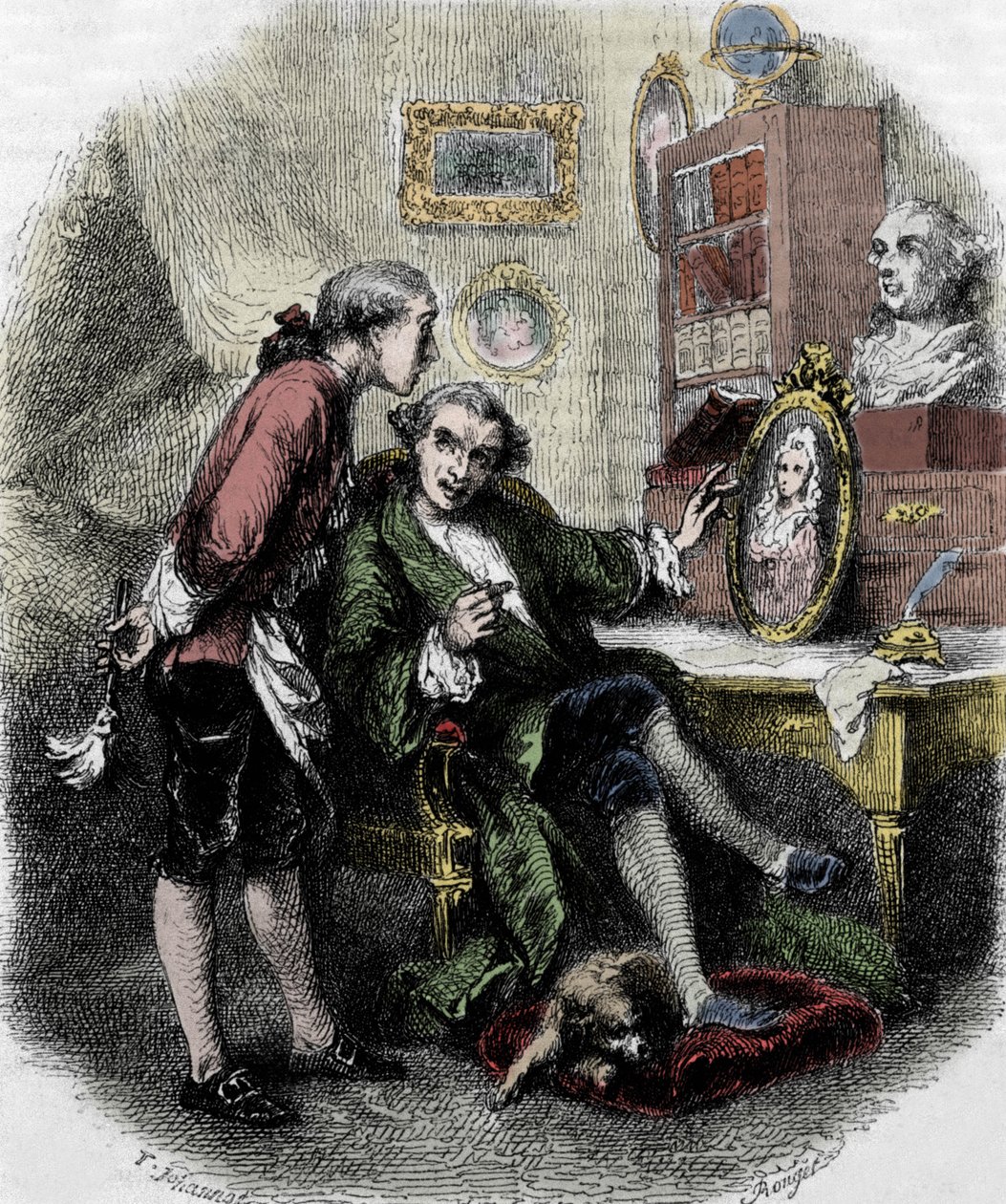 رسم توضيحي لـ "" رحلة حول غرفتي "(1794) بواسطة Xavier de Maistre. رسم توني يوهانوت بواسطة توني جوهانو