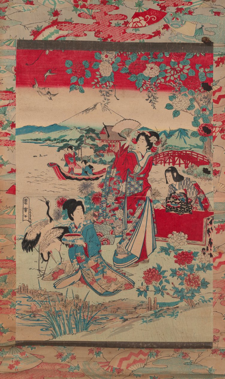 Geishas in a Landscape ، c.1870-80 (طباعة لوح خشبي ملون) بواسطة Torakiyo Sato Torakiyo Sato