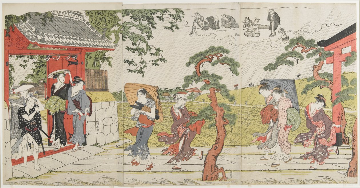 دش مفاجئ في ضريح ميميغوري ، 1787 بواسطة توري كيوناجا