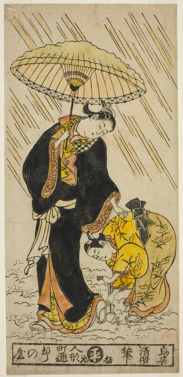 طرق الثلج من زوج من قباقيب بواسطة Torii Kiyomasu II